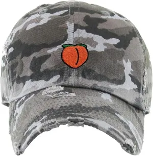 Peach Peachy Vintage Baseball Cap Embroidered Cotton Adjustable Distressed Dad Hat
