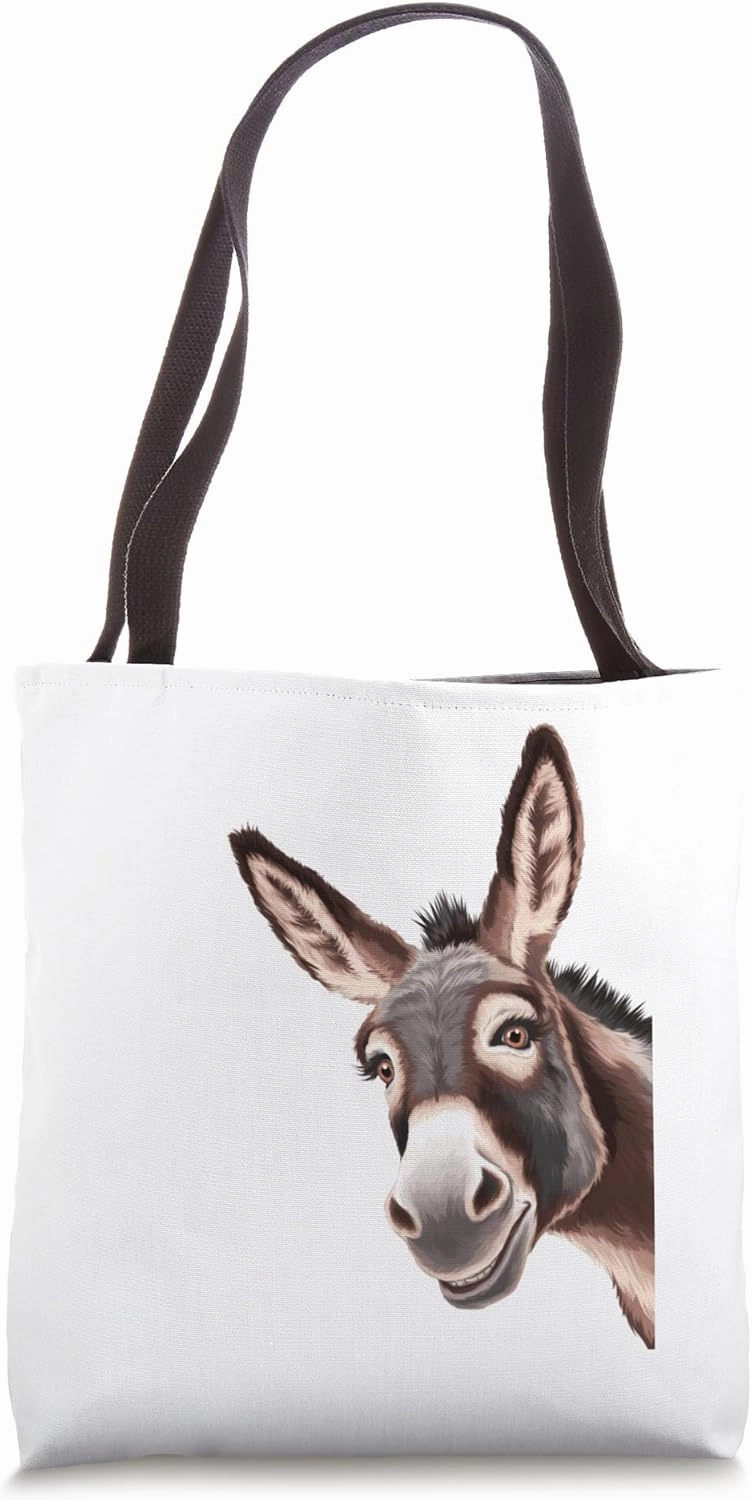 Peach-Bruh Funny Donkey Art – Smiling Donkey Head Tote Bag
