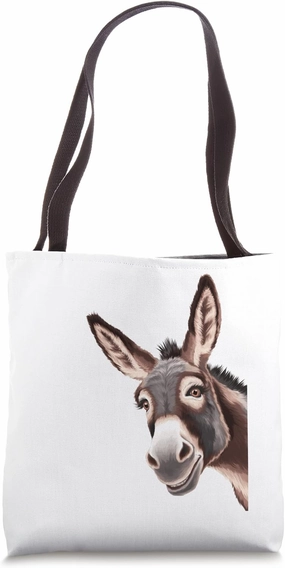 Peach-Bruh Funny Donkey Art – Smiling Donkey Head Tote Bag