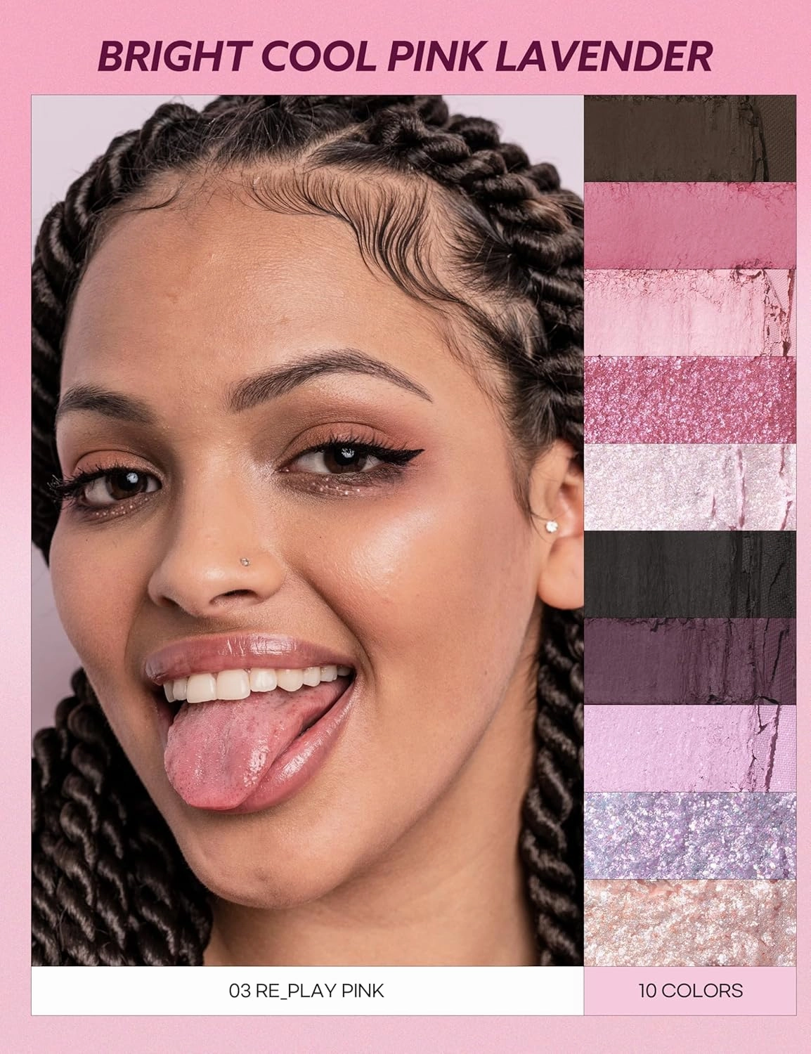Peach C Seasonal Blending Eyeshadow Palette 03 Re_Play Pink | 10 Multi-Functional Matte, Shimmer & Glitter Shades for Everyday Eye Makeup | K-Beauty Palette for Playful Statement Looks