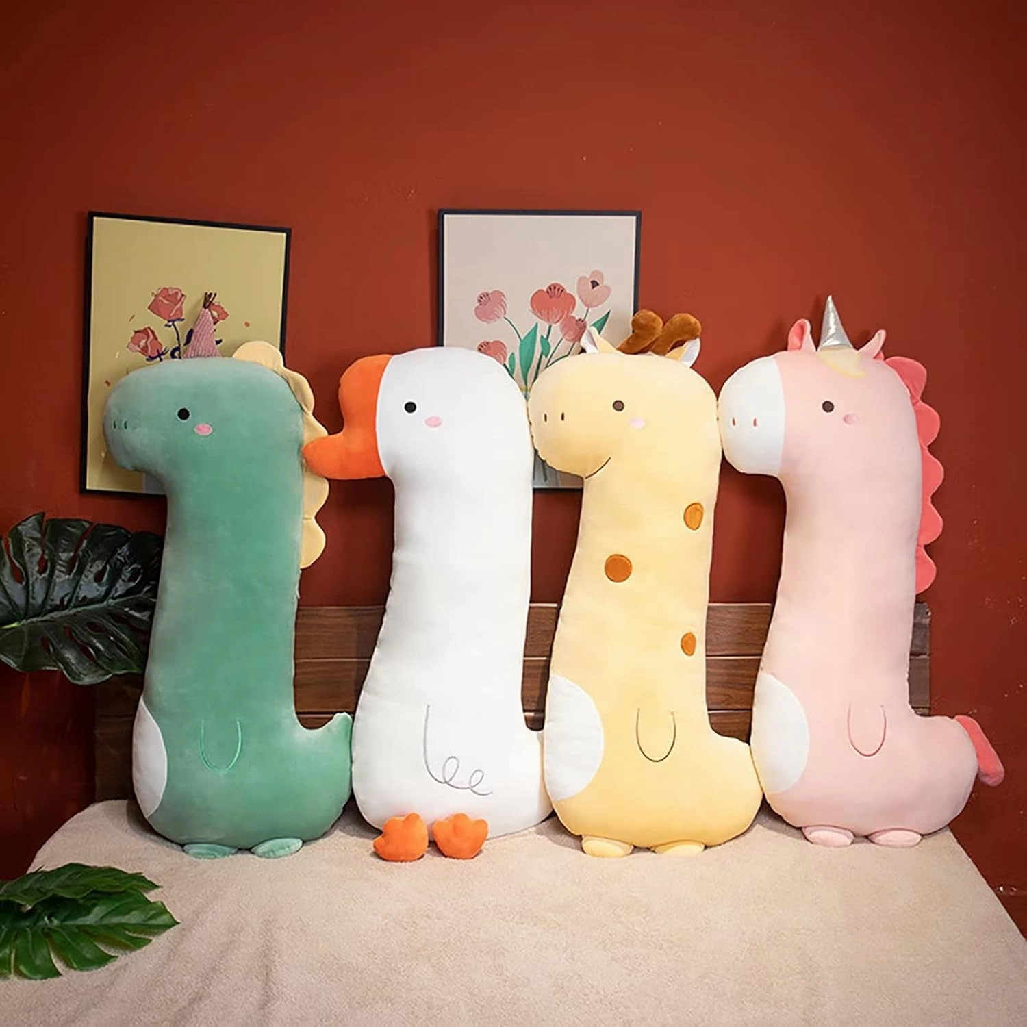 PEACH CAT Cute Long Giraffe Plush Pillow Kawaii Giraffe Stuffed Animal for Girls and Boys Yellow 35.4"