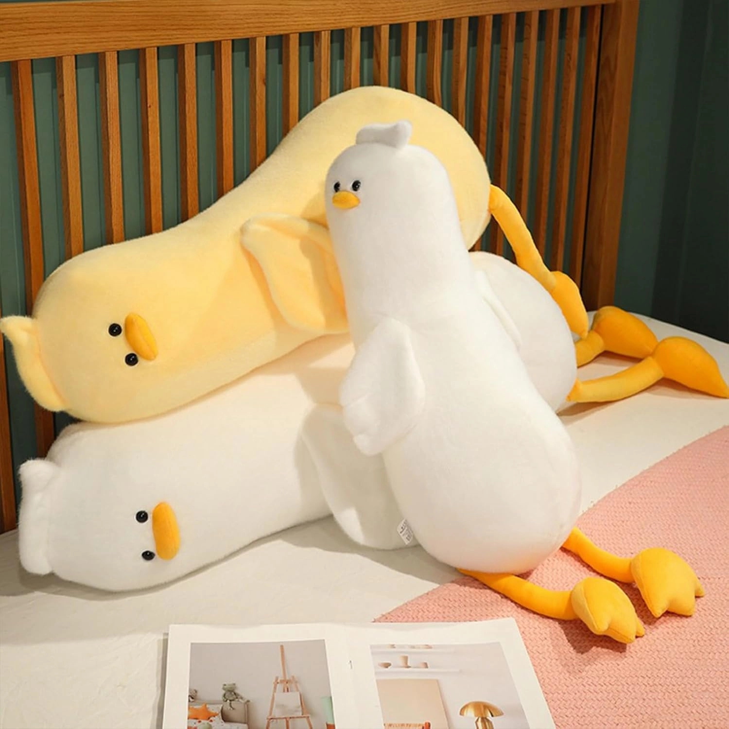 PEACH CAT Long Duck Plush Pillow Cute Duck Stuffed Animal Toy Gift for Girls Boys Yellow 51.1"
