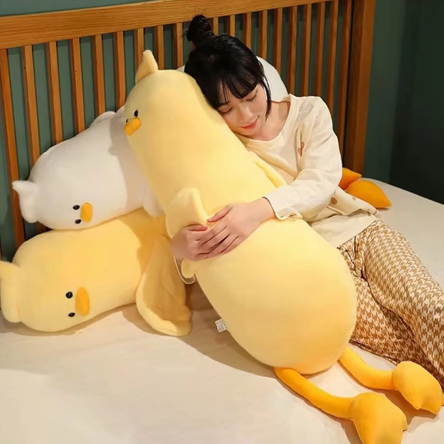 PEACH CAT Long Duck Plush Pillow Cute Duck Stuffed Animal Toy Gift for Kids Girls Boys Yellow 32.2"