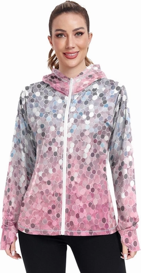 Peach Gradient Upf Hoodie Upf 50 , Lightweight Long Sleeve Shirt Women, Zip Workout Jacket, Outdoor Clothing Women