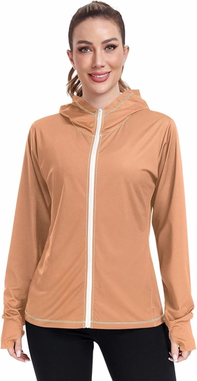 Peach Gradient Upf Hoodie Upf 50 , Lightweight Long Sleeve Shirt Women, Zip Workout Jacket, Outdoor Clothing Women