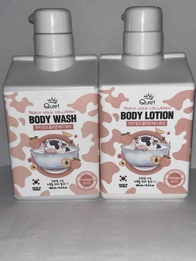 Peach Milk Collagen Body Wash & Lotion Duo – Hydrating & Nourishing Skincare Set, 2 x 16.9 fl oz