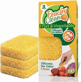Peachy Clean Silicone Scrubber (Qty 3) - Fruit & Vegetable Scrubber
