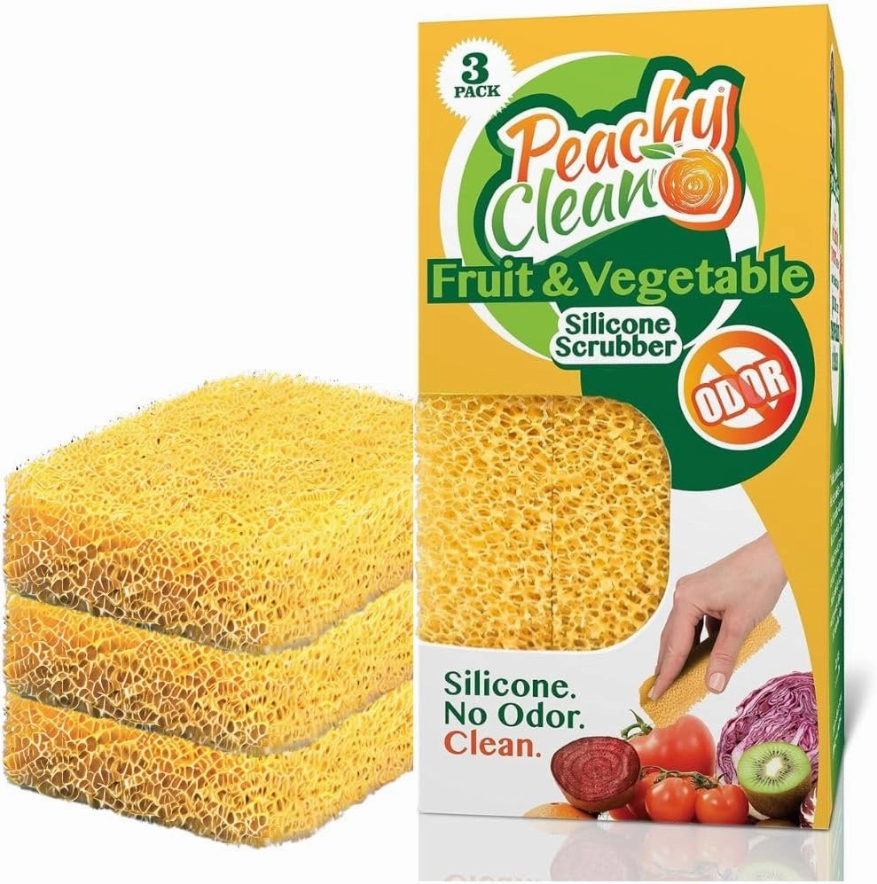 Peachy Clean Silicone Scrubber (Qty 3) - Fruit & Vegetable Scrubber