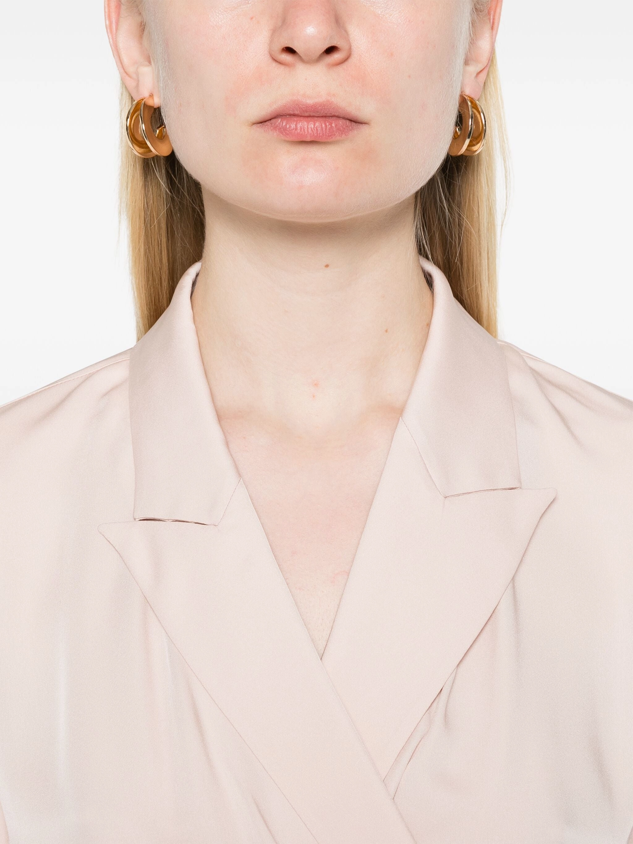 Peak Lapel Wrap Blouse