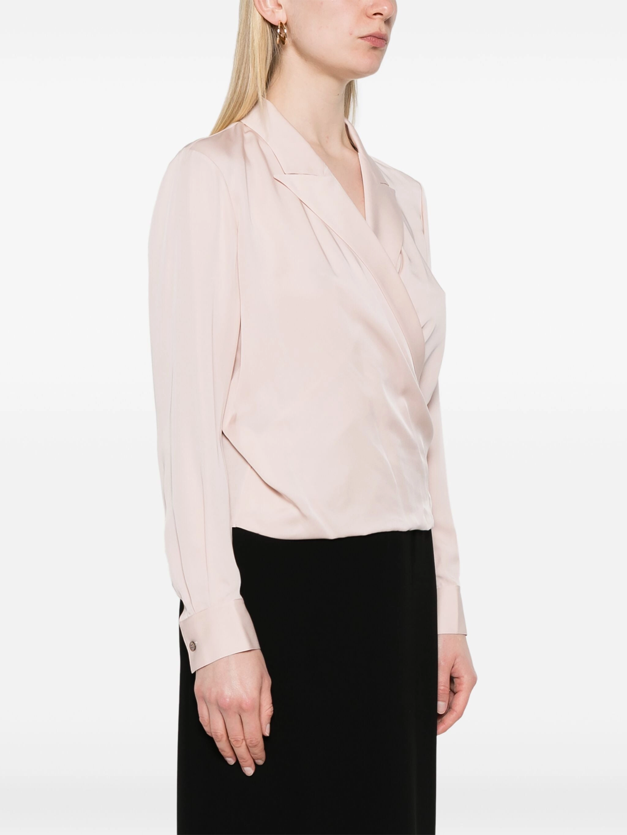 Peak Lapel Wrap Blouse