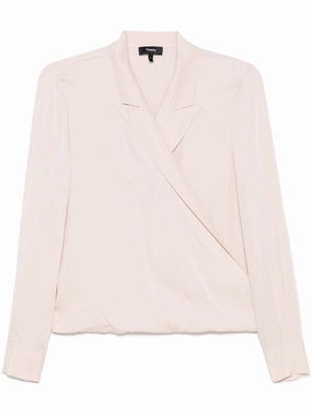 Peak Lapel Wrap Blouse