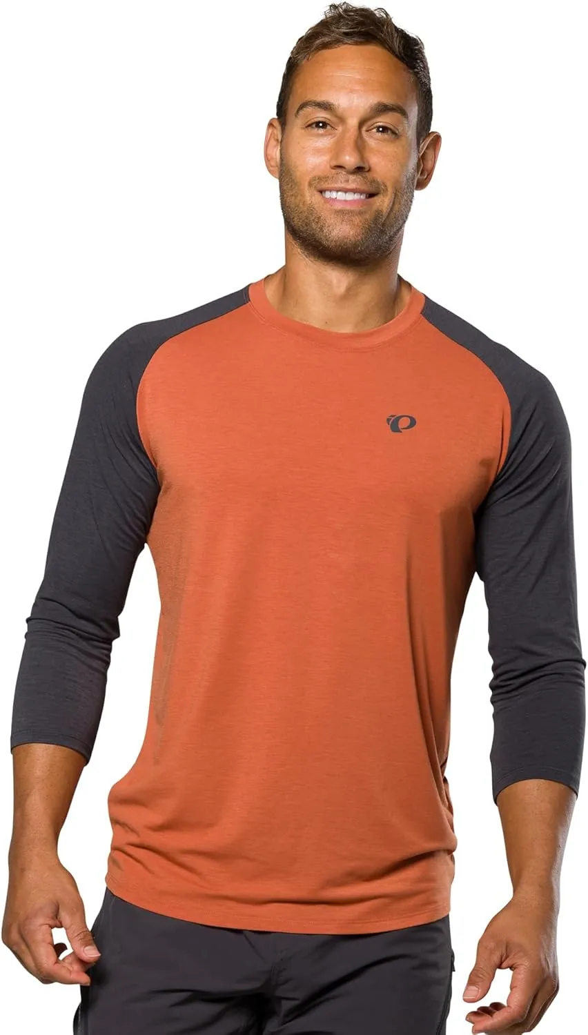 PEARL IZUMI Men's Canyon Merino 3/4 Sleeve Jersey, Moisture-Wicking Short Sleeve Bike Jersey, Standard Fit for Cycling