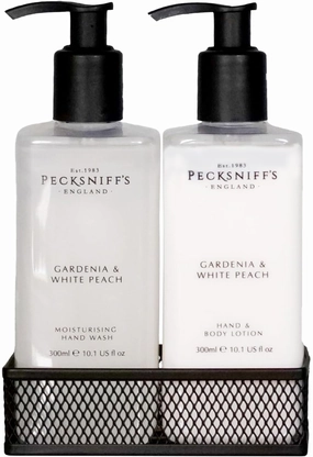 Pecksniff's Gardenia & White Peach Hand Wash and Body Lotion Set, 300ml 10.1 fl. oz. each