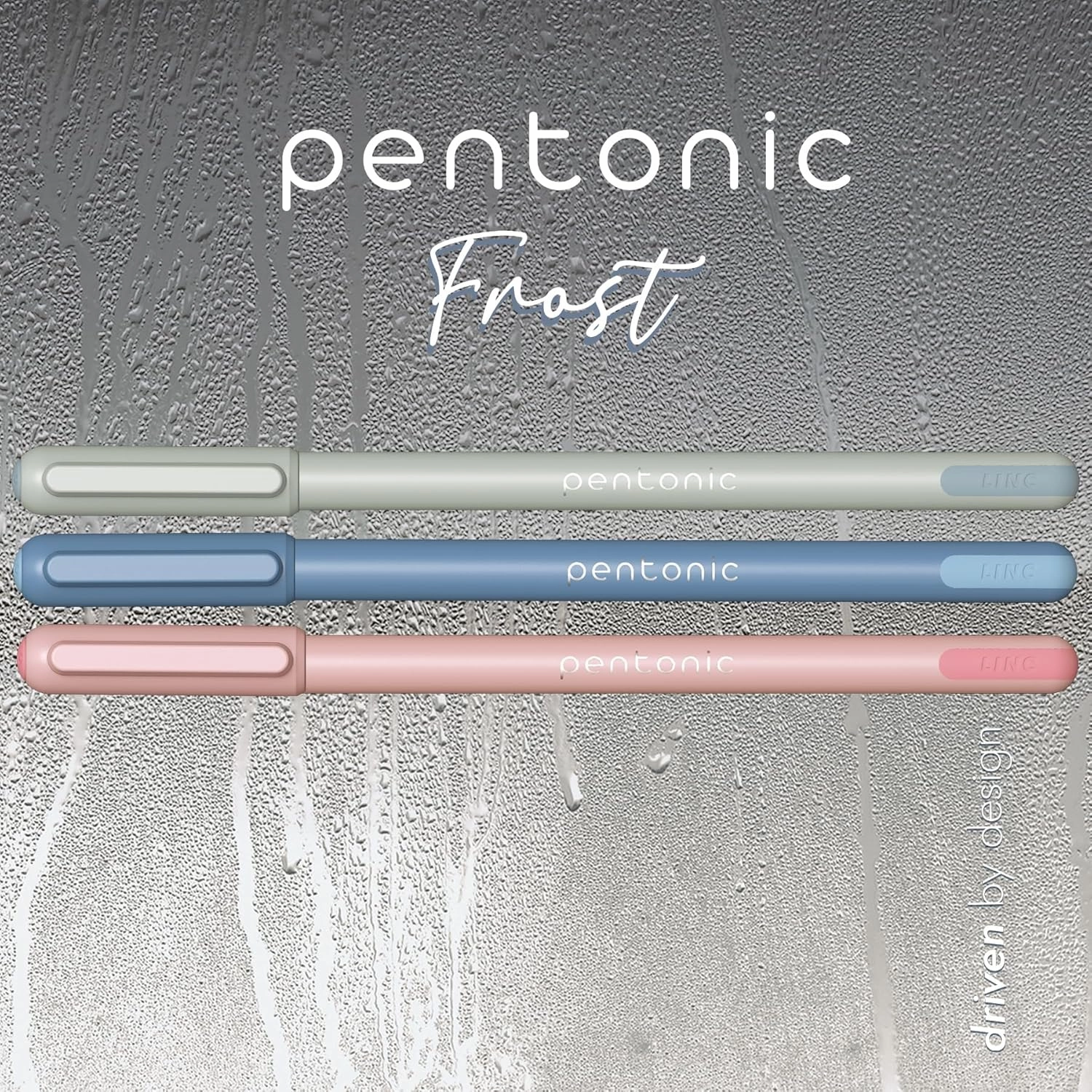 Pentonic Ballpoint Pens, 15 Count, Gray, Blue & Pink Barrels, Black, Blue & Red Ink, 0.7 mm Fine Point, Smooth Writing For Note Taking (PEN13088)