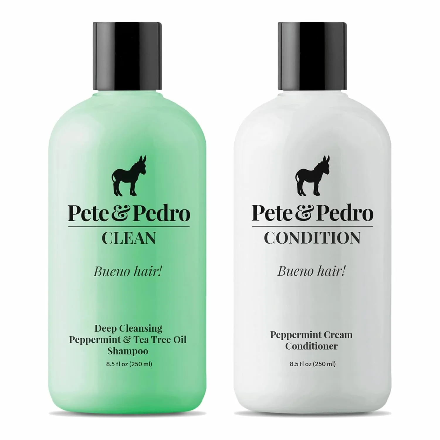 Pete & Pedro CLEAN & CONDITION SET, Tea Tree Oil Shampoo & Peppermint Cream Conditioner Haircare Kit | Deep Cleansing & Conditioning, Dandruff Repair For Men & Women | Seen on Shark Tank, 8.5 oz Each