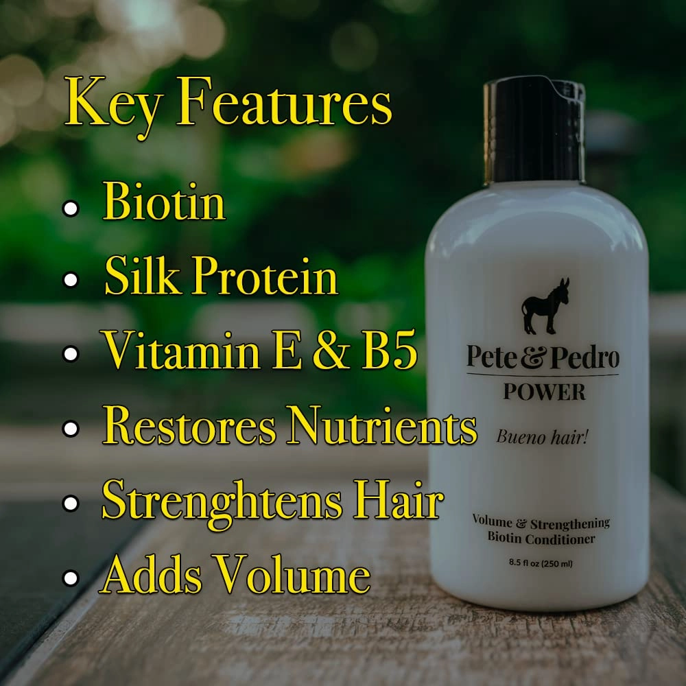 Pete & Pedro POWER CONDITIONER - Volume & Strengthening Biotin Daily Conditioner For Men With Fine or Thinning Hair | All Hair Types, Helps Make Fuller, Thicker, & Healthier | Shark Tank, 8.5 oz.