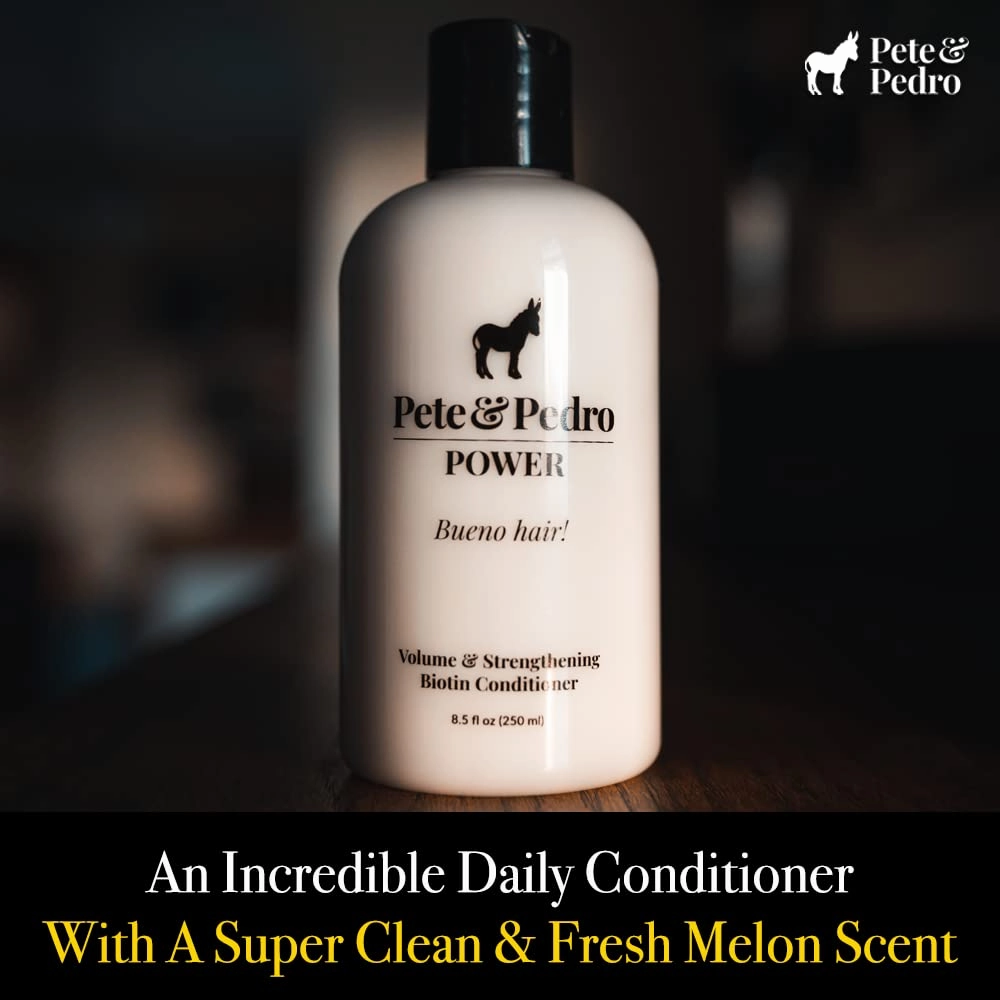 Pete & Pedro POWER CONDITIONER - Volume & Strengthening Biotin Daily Conditioner For Men With Fine or Thinning Hair | All Hair Types, Helps Make Fuller, Thicker, & Healthier | Shark Tank, 8.5 oz.
