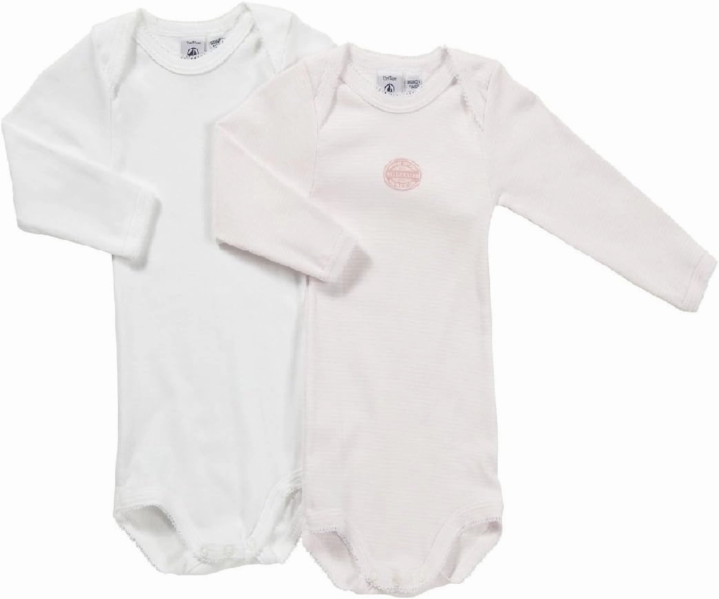Petit Bateau Girls 2 Pack Long Sleeves Bodysuits Sizes 3-12 Months Style 15050 (Size 12 Style 15050 Girls) Multi