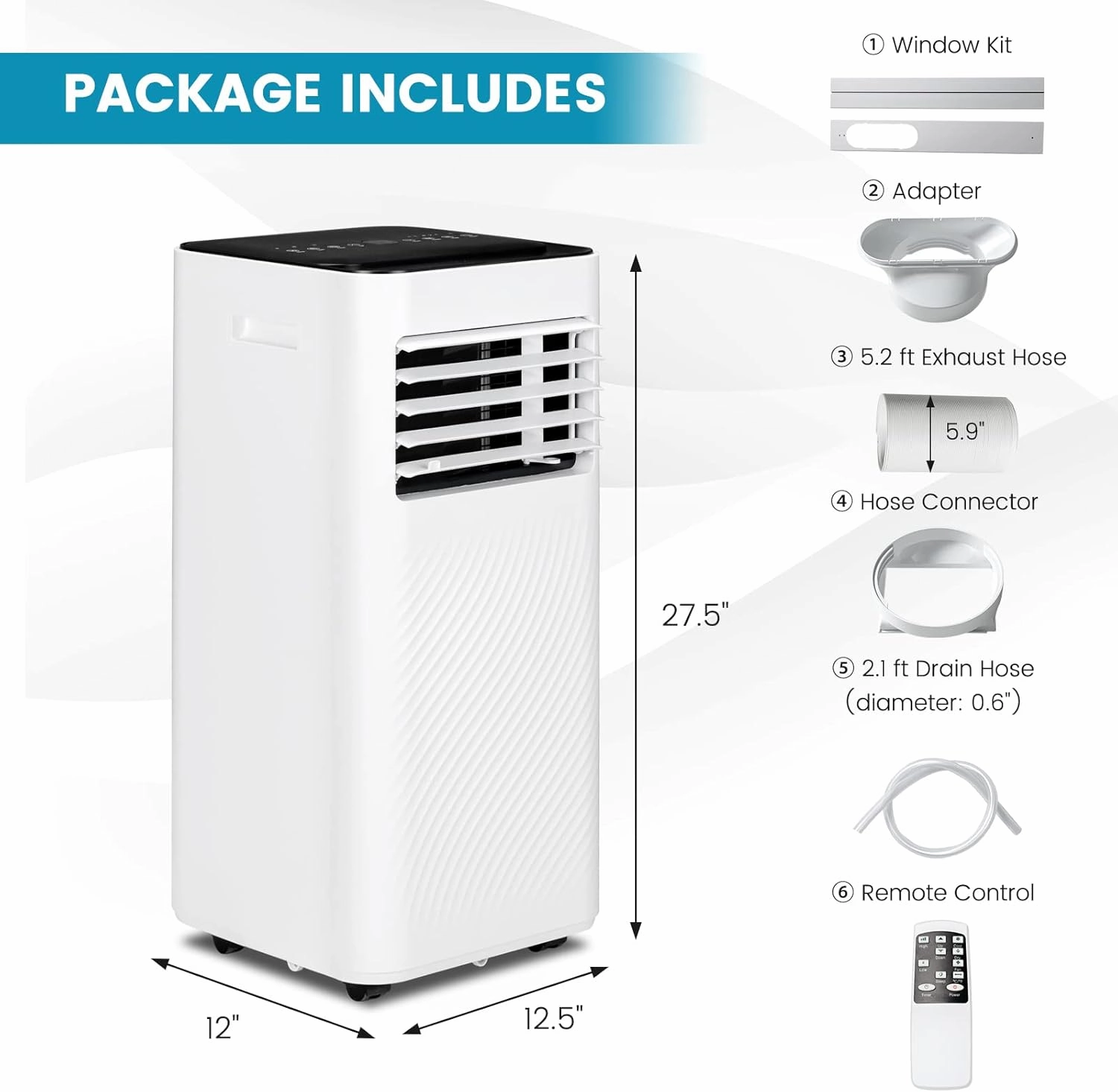 PETSITE 8000 BTU Portable Air Conditioner, 3 in 1 AC Cooling Unit with Remote Control, Dehumidifier, Sleep Mode, Window Kit, Personal AC Unit for Bedroom