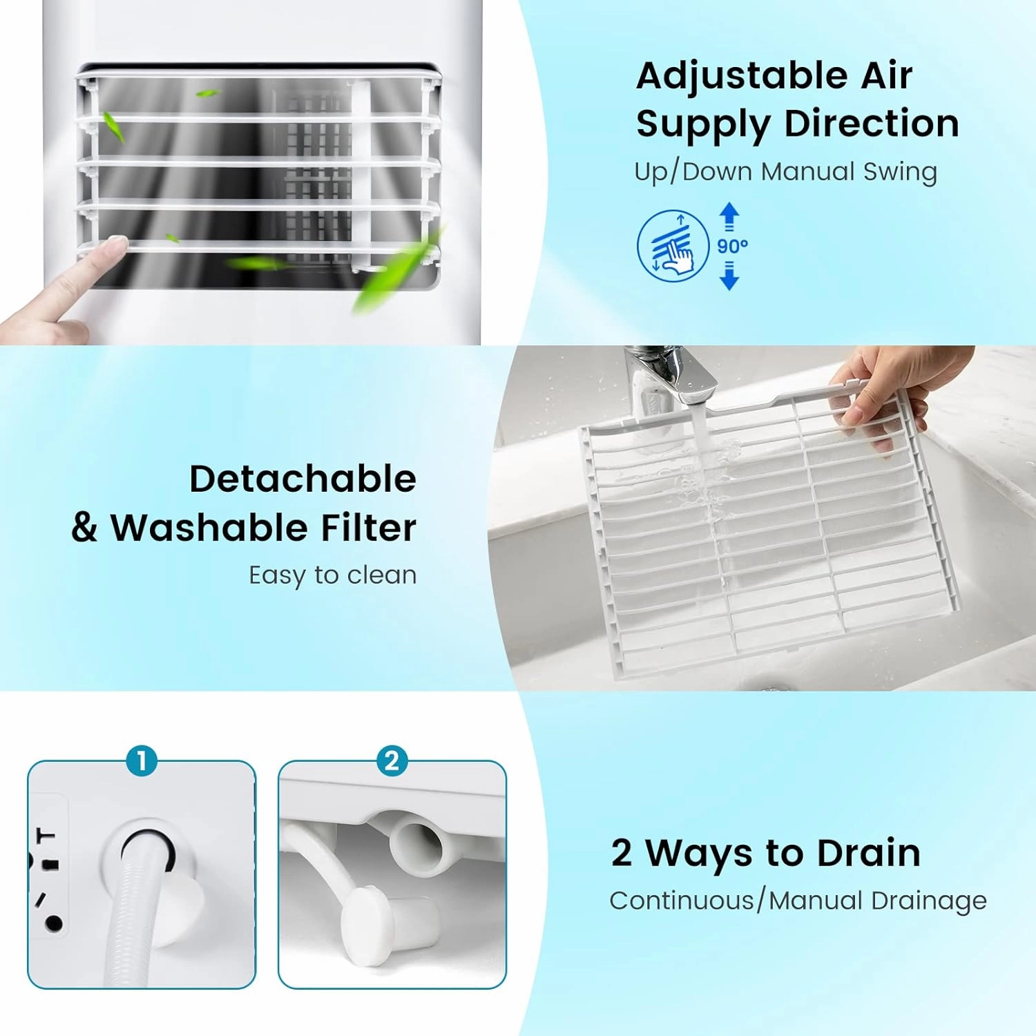 PETSITE 8000 BTU Portable Air Conditioner, 3 in 1 AC Cooling Unit with Remote Control, Dehumidifier, Sleep Mode, Window Kit, Personal AC Unit for Bedroom