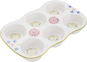 Pfaltzgraff Pink/Green Ceramic Muffin Tray, 12-Inch