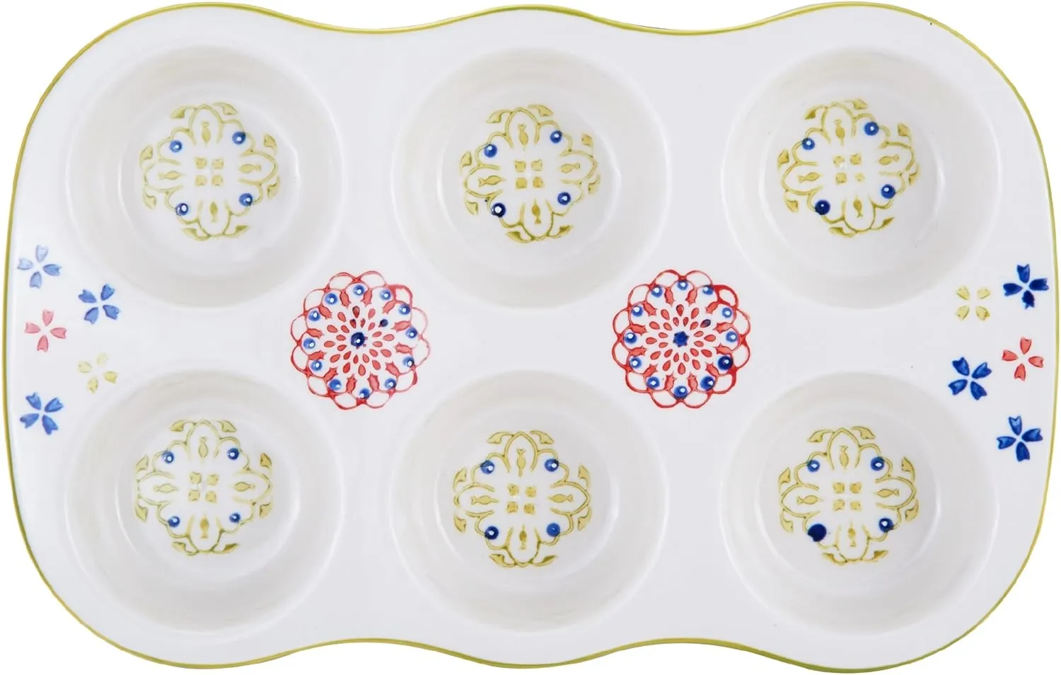 Pfaltzgraff Pink/Green Ceramic Muffin Tray, 12-Inch