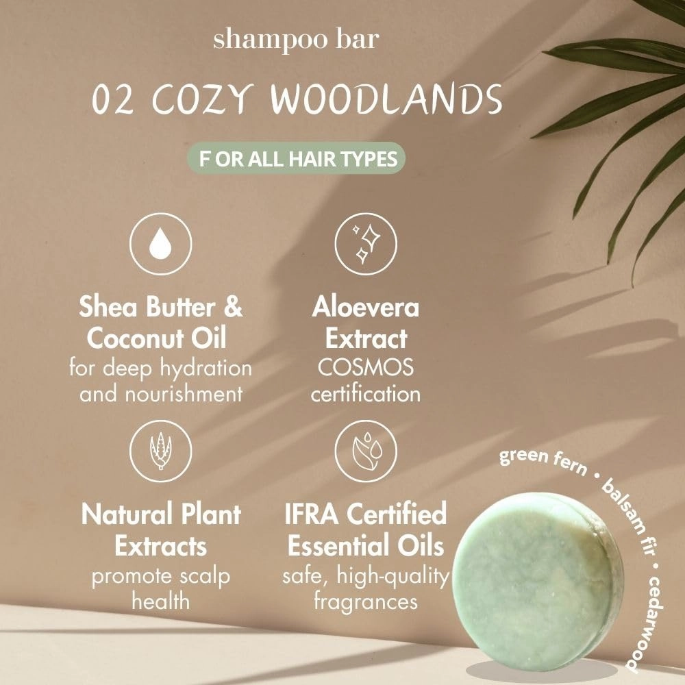 pH-Balanced Shampoo Bars | Sulfate-Free, Paraben-Free | Deep Hydration with Natural Oils | Travel-Friendly & Long-Lasting | 02 Cozy Woodlands