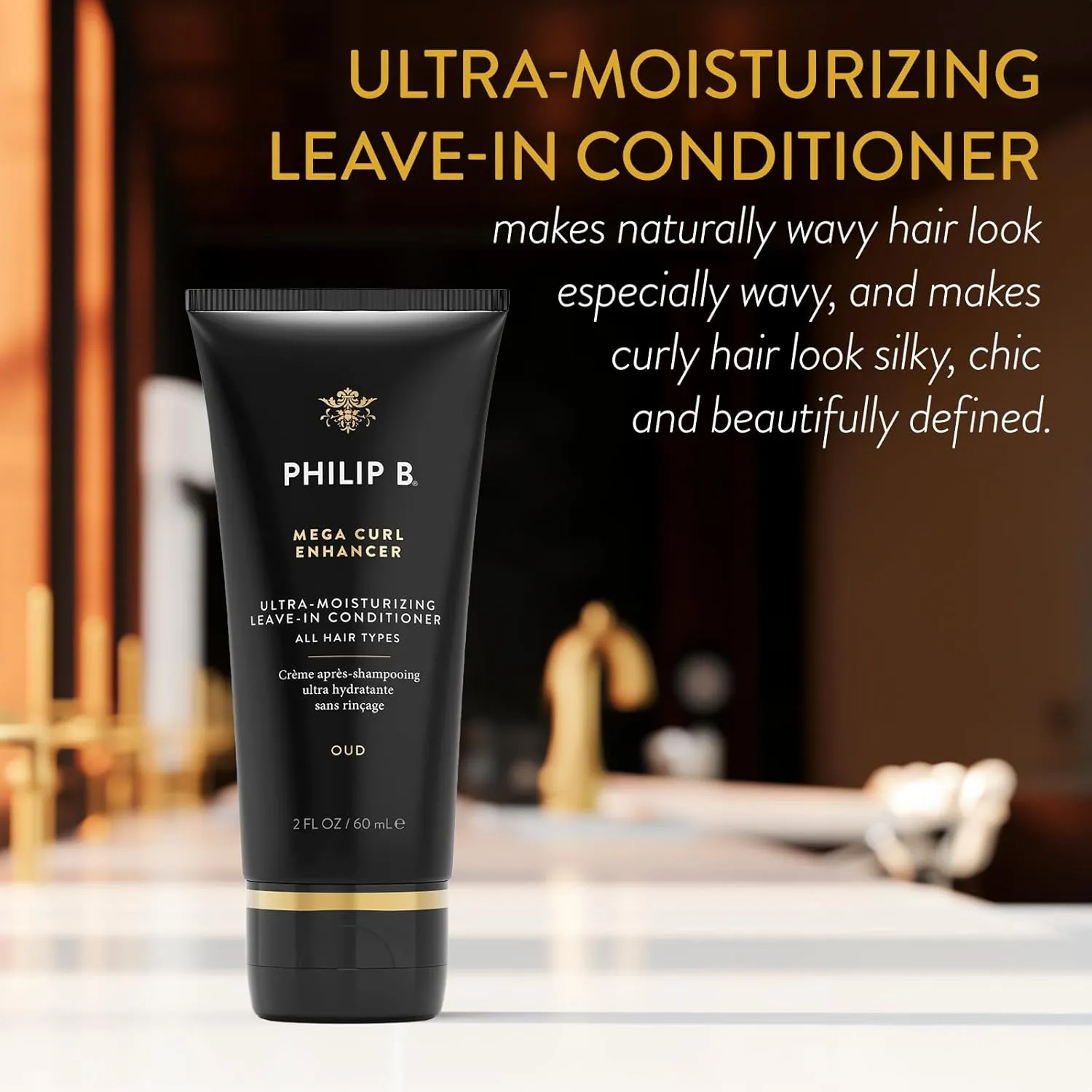 PHILIP B Mega Curl Enhancer, 2 fl. oz. (60 ml) - Ultra-Moisturizing Leave-in Conditioner, Repairs Dry Strands, Tames Frizz