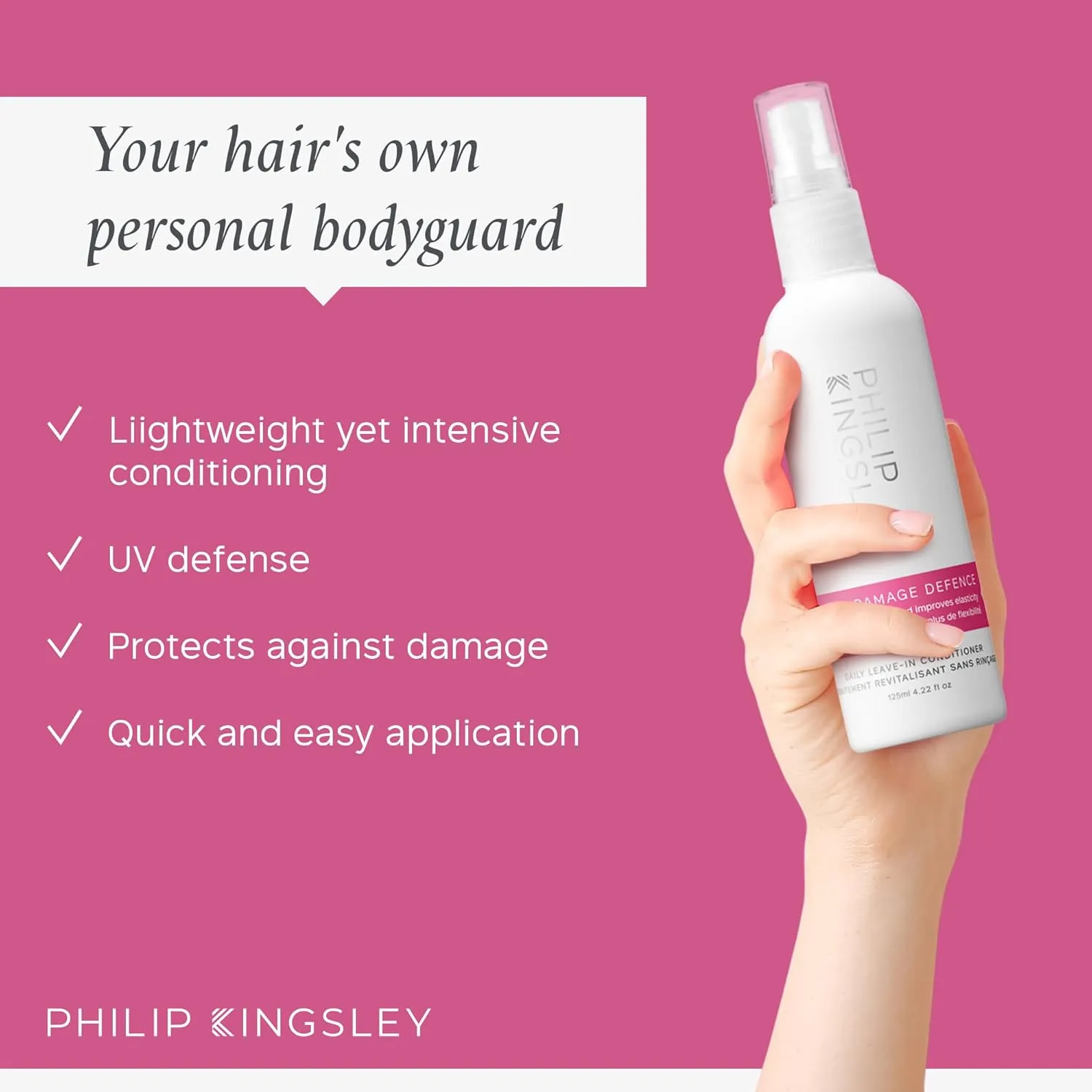 Philip Kingsley | Daily Damage Defense Leave-In Conditioner Spray | Heat Protectant, Conditioning, Hair Detangler Spray | Hydrates, Detangles, Boosts, Shine, Frizz-Control | 2.02oz