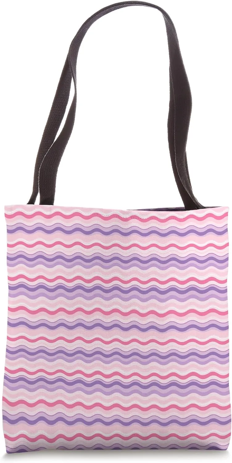 Pink And Purple Waves Cute Tote Bag