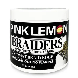 PINK LEMON Braiders (15 oz) - Maximum Hold, No Flaking, Long Lasting Hold, High Shine. For Micro, Inter, Dread, Faux, Loc, Twist, Braid, Edge.