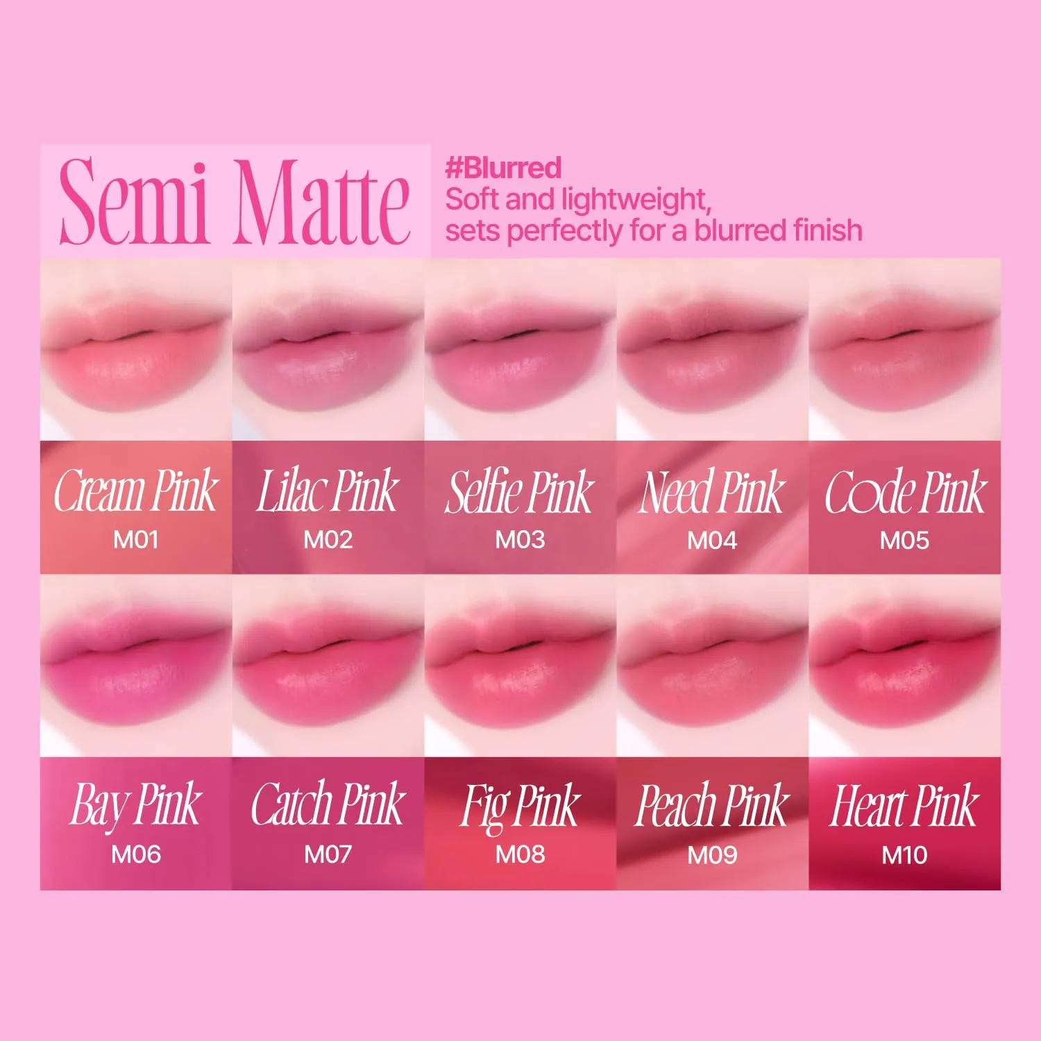 Pink Obsession Stay-Fit Lip Tint | M09 Peach Pink | Weightless & Layerable Tint for Smudge-proof, Long-lasting Wear | Soft Blur Finish or Vibrant Flush | 3.8g