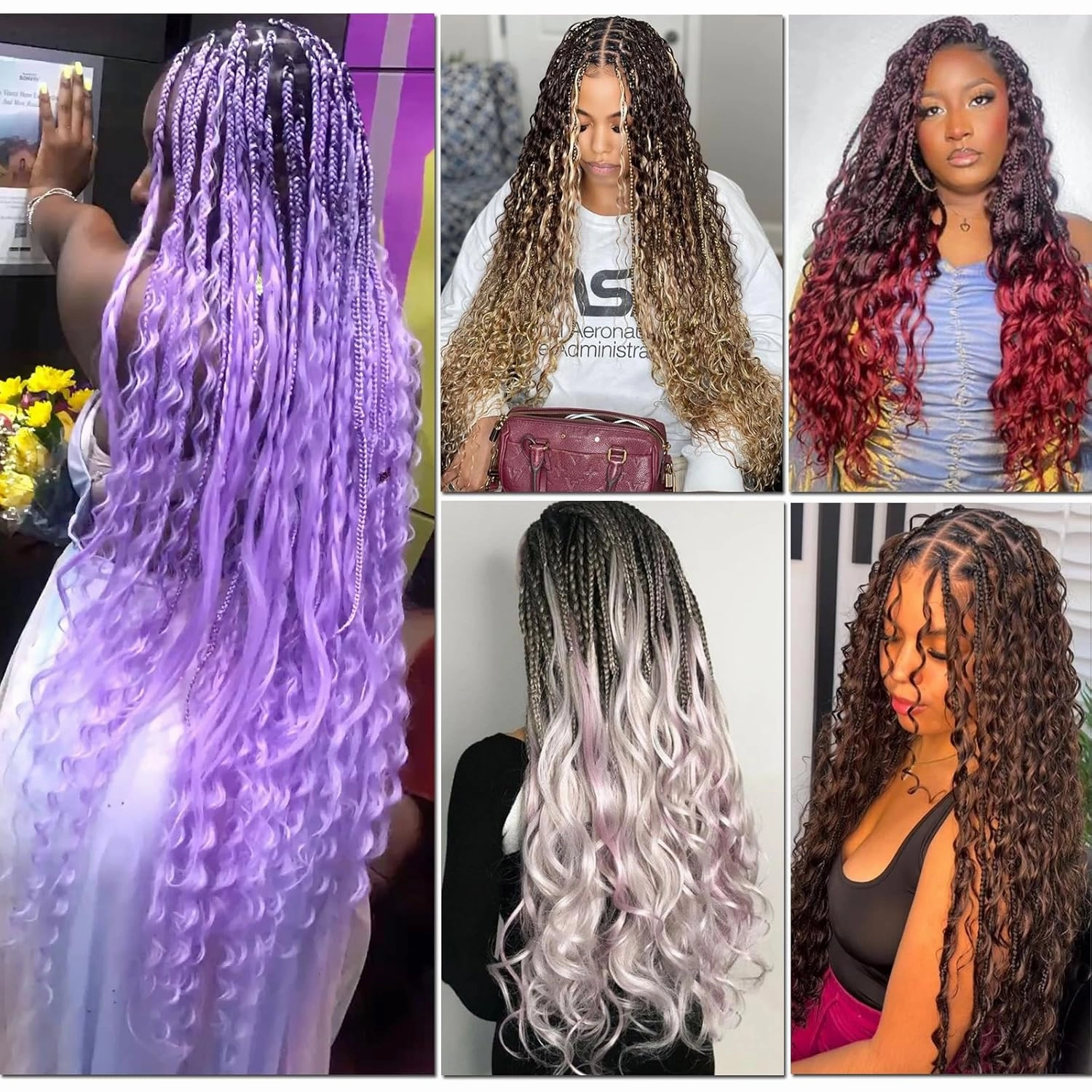 Pink Braiding Hair Pre Stretched with Boho Braids Pink Curly Deep Ocean Wave Crochet Hair Natural Color Synthetic Knotless Boho Braiding Hair for Bohemian Braids 5 Packs