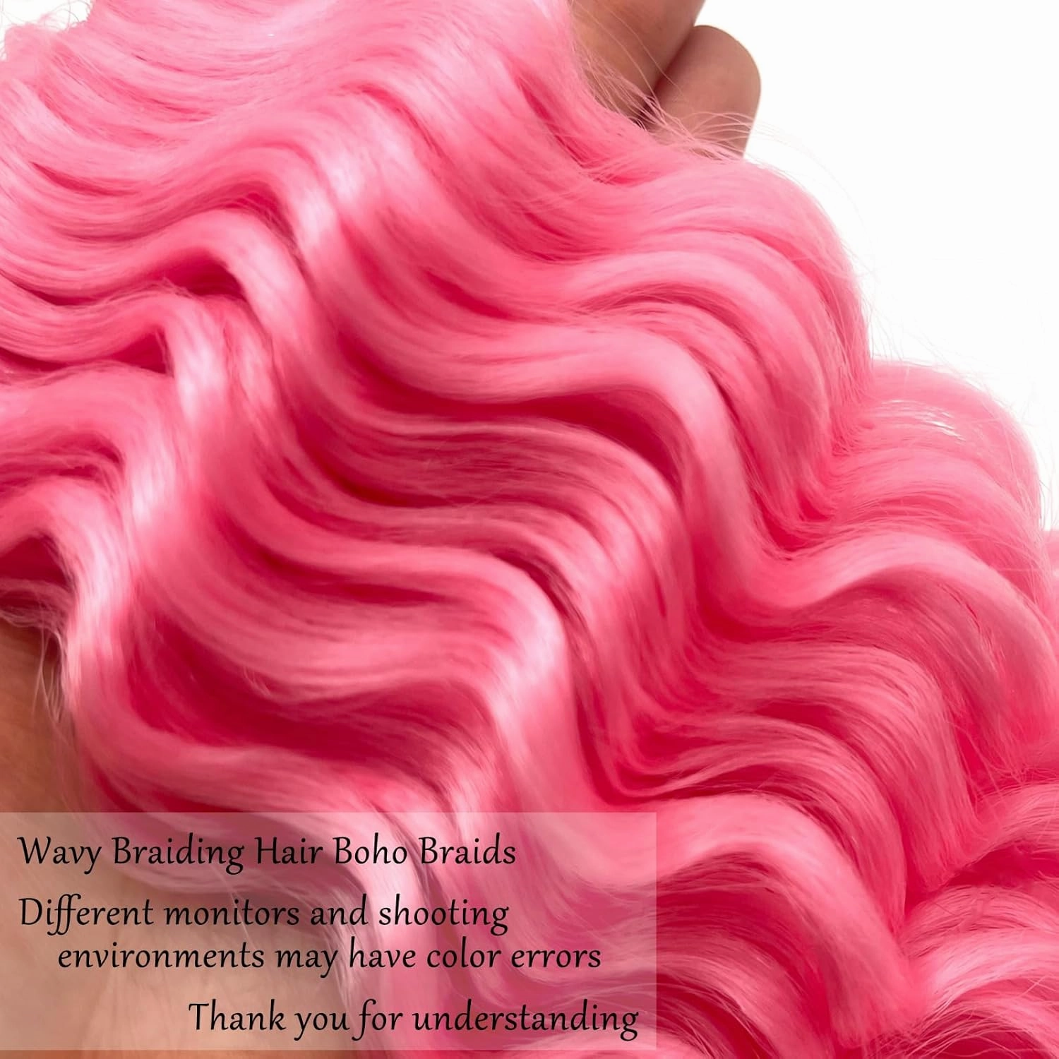 Pink Braiding Hair Pre Stretched with Boho Braids Pink Curly Deep Ocean Wave Crochet Hair Natural Color Synthetic Knotless Boho Braiding Hair for Bohemian Braids 5 Packs