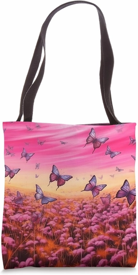 Pink Butterflies Swarm Tote Bag