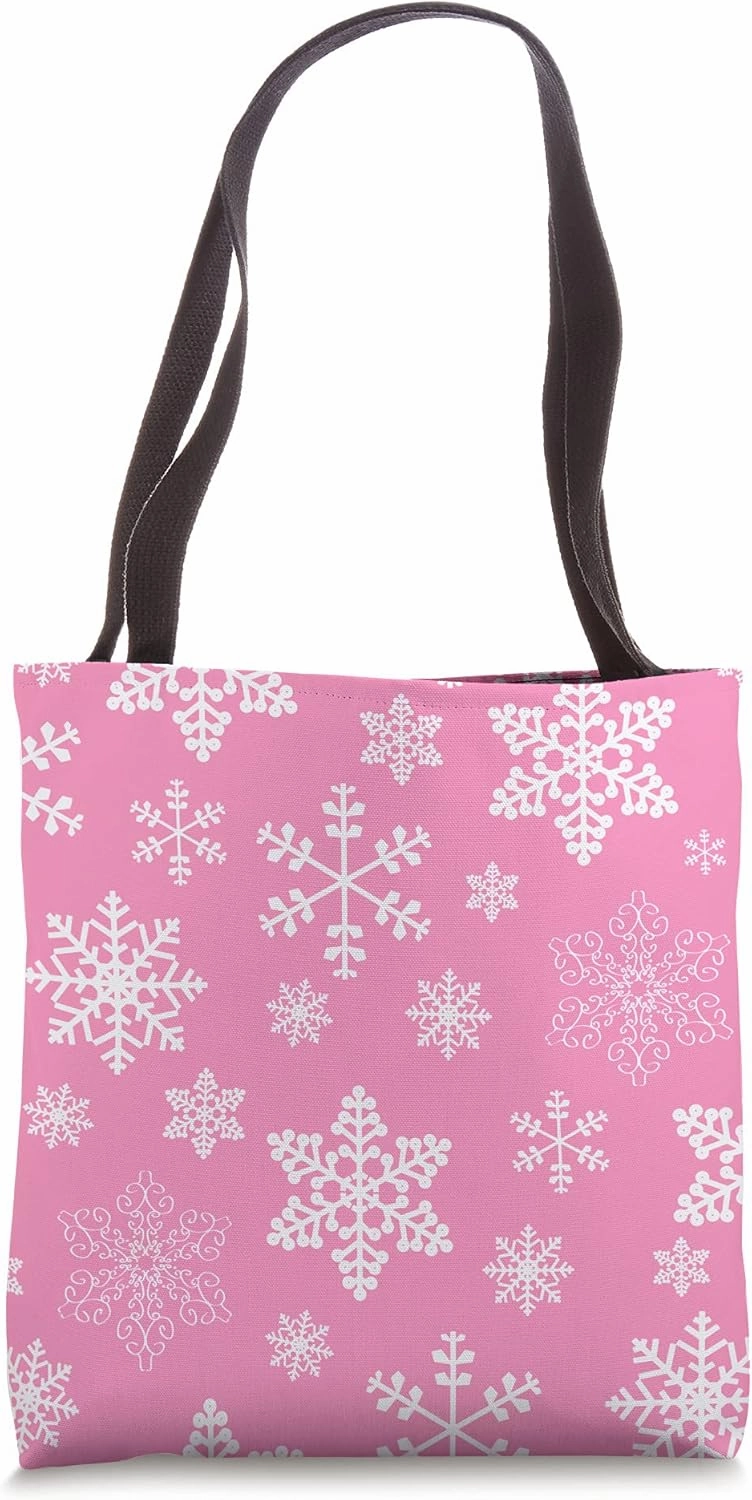 pink christmas snowflakes icy xmas winter snow Tote Bag