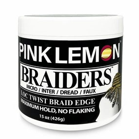 PINK LEMON Braiders (15 oz) - Maximum Hold, No Flaking, Long Lasting Hold, High Shine. For Micro, Inter, Dread, Faux, Loc, Twist, Braid, Edge.