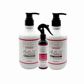Pink Noire 3-Pack | Shampoo 10.5 fl oz, Conditioner 10.5 fl oz, Leave In Conditioner 7 fl oz | Hydrating | Frizz Control | Strengthening | Moisture Lock