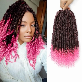 Pink Pre-twisted Passion Twist Hair, 12 Inch 9 Packs Pretwisted Passion Twist Crochet Hair,Soft Pre Looped Curly Crochet Hair For Black Women,Short Crochet Braids(12",T1B/Pink#)
