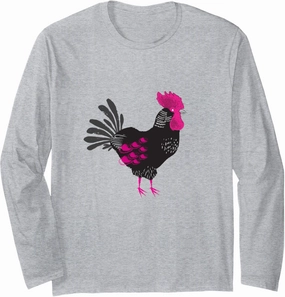 Pink Rooster Long Sleeve T-Shirt