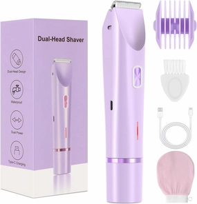 Pink Sugar Ultimate 2-in-1 Body Shaver, PinkSugar Bikini Trimmer, Ipx7 Waterproof Wet & Dry, Detachable Head Portable Smooth, Cordless Freedom (Purple)