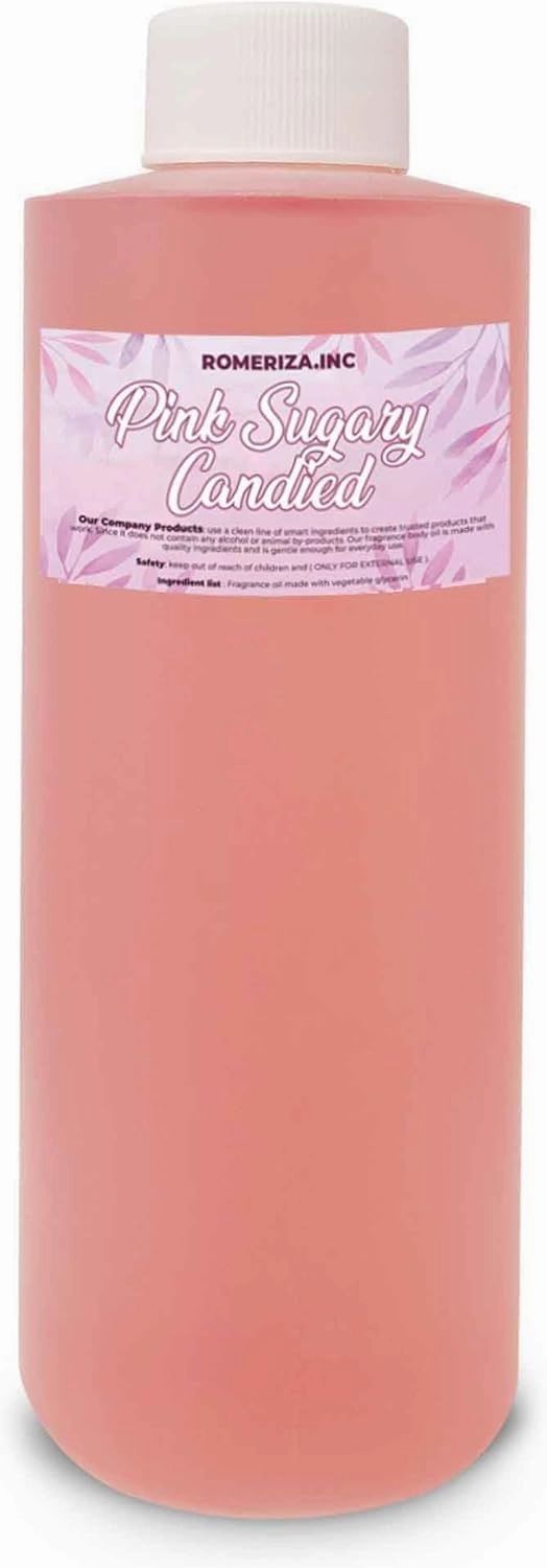 Pink Sugary Candied Fragrance Body Oil - Luxury Scented Body Oil Perfume- Women Natural Scented Oil - Long Lasting Perfume - Uncut Fragrance Oil in Plastic Bottle 4 Fl Oz (Pack of 1)