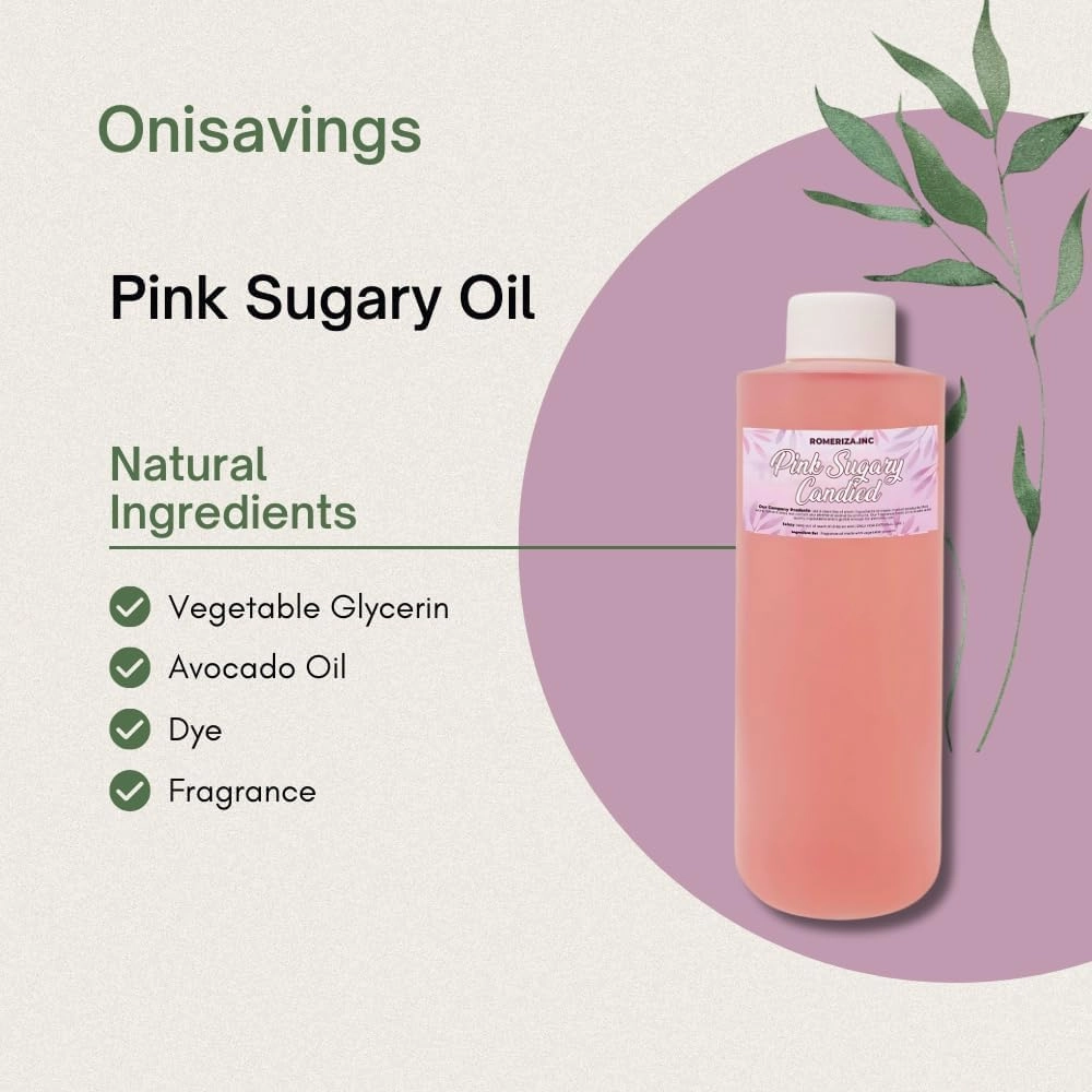 Pink Sugary Candied Fragrance Body Oil - Luxury Scented Body Oil Perfume- Women Natural Scented Oil - Long Lasting Perfume - Uncut Fragrance Oil in Plastic Bottle 4 Fl Oz (Pack of 1)