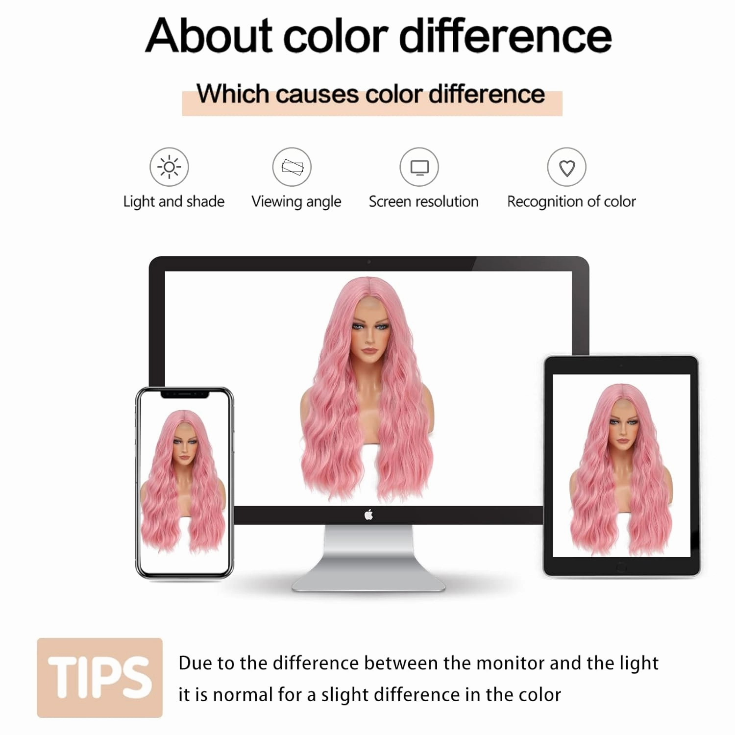 Pink Wig - Long Pink Wavy Wigs for Women Middle Part Pastel Pink 26 inch Natural Curly Synthetic Wig Heat Resistant Fiber Wigs for Daily Party Use