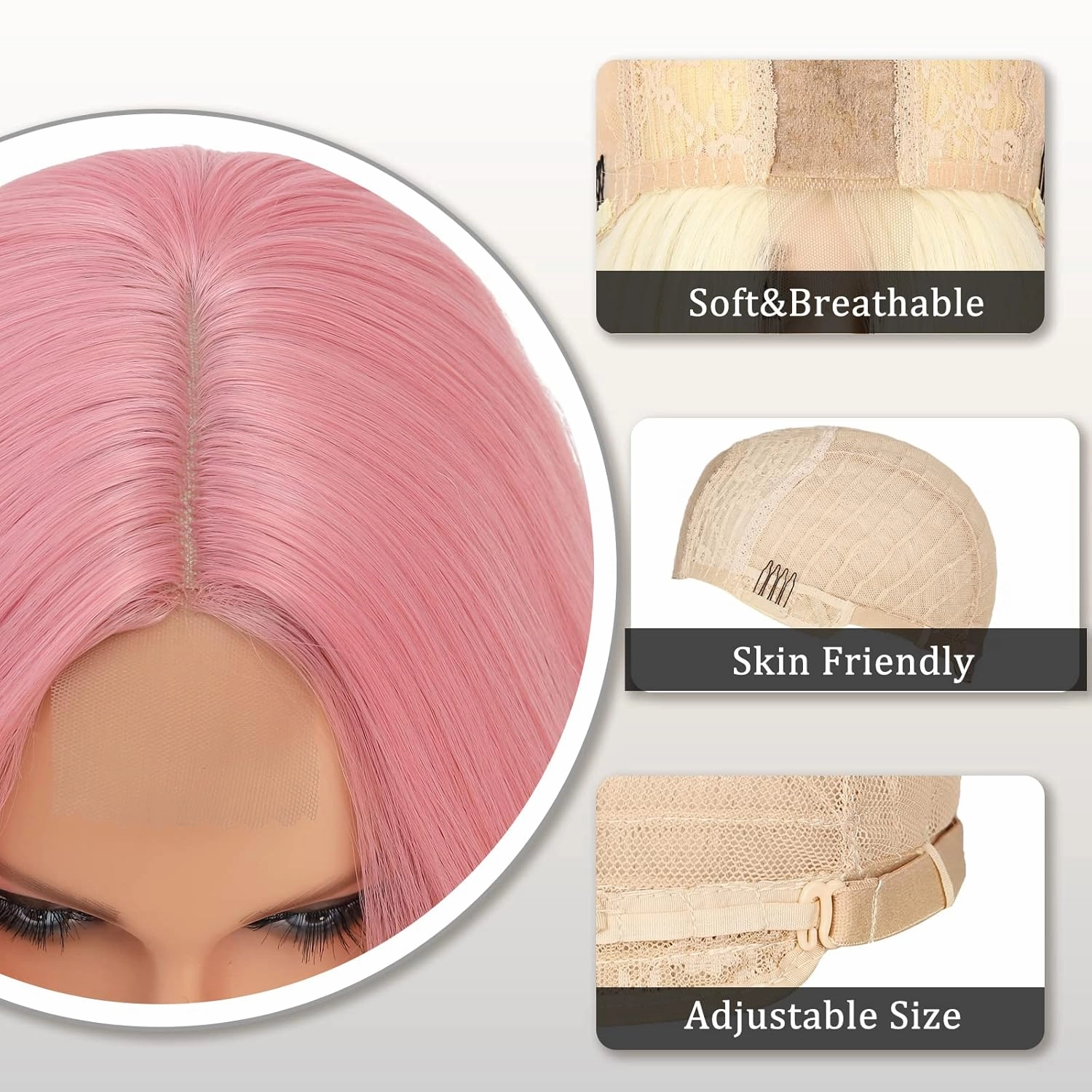 Pink Wig - Long Pink Wavy Wigs for Women Middle Part Pastel Pink 26 inch Natural Curly Synthetic Wig Heat Resistant Fiber Wigs for Daily Party Use