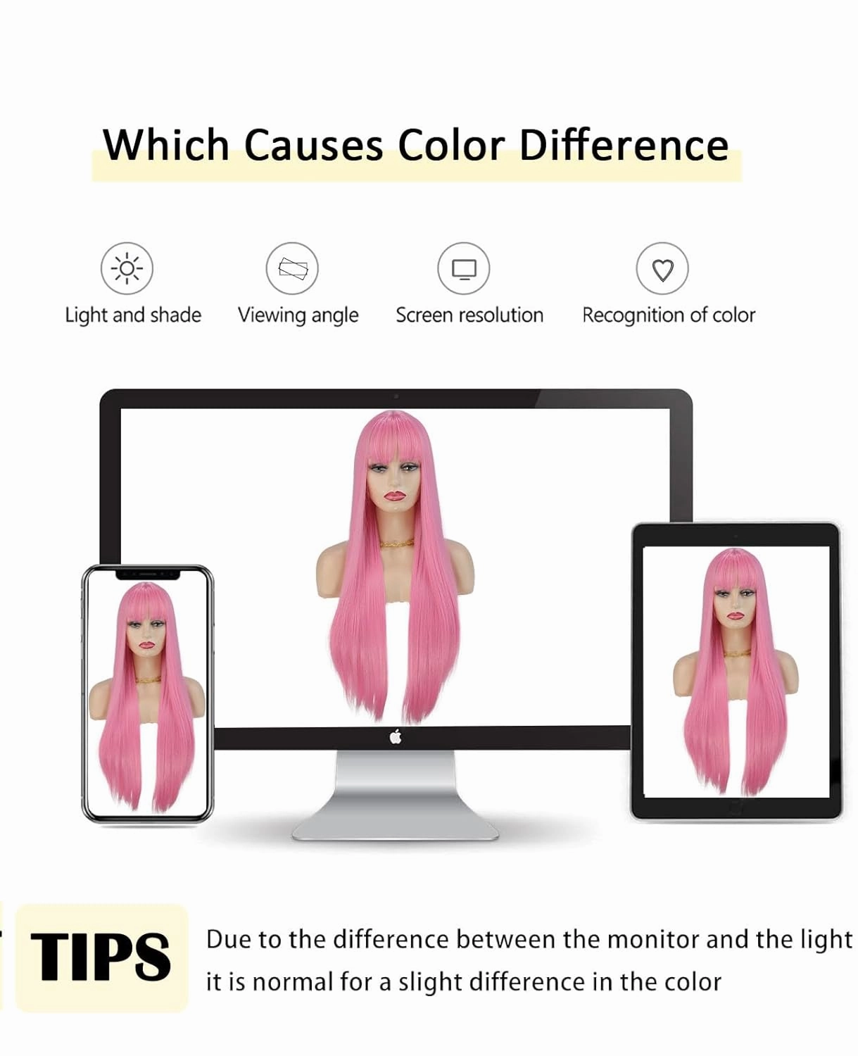 Pink Wigs for Women, 28 Inch Long Straight Pink Wig with Bangs, Natural Looking Heat Resistant Fiber Hot Pink Wig, Colorful Cosplay Party Halloween Wigs for Women