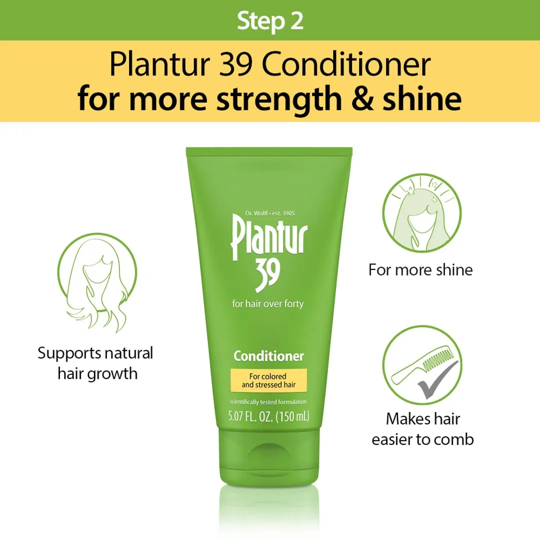 Plantur 39 Phyto-Caffeine Women's 3-Step System for Colored, Stressed Hair - Shampoo (8.45 fl), Conditioner (5.07 fl), Tonic (6.76 fl)