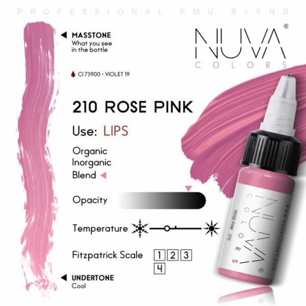 PMU Lip Pigment, Customizable, Cool Undertone for Lip Blushing & More, Vegan, Made in USA (Rose Pink)