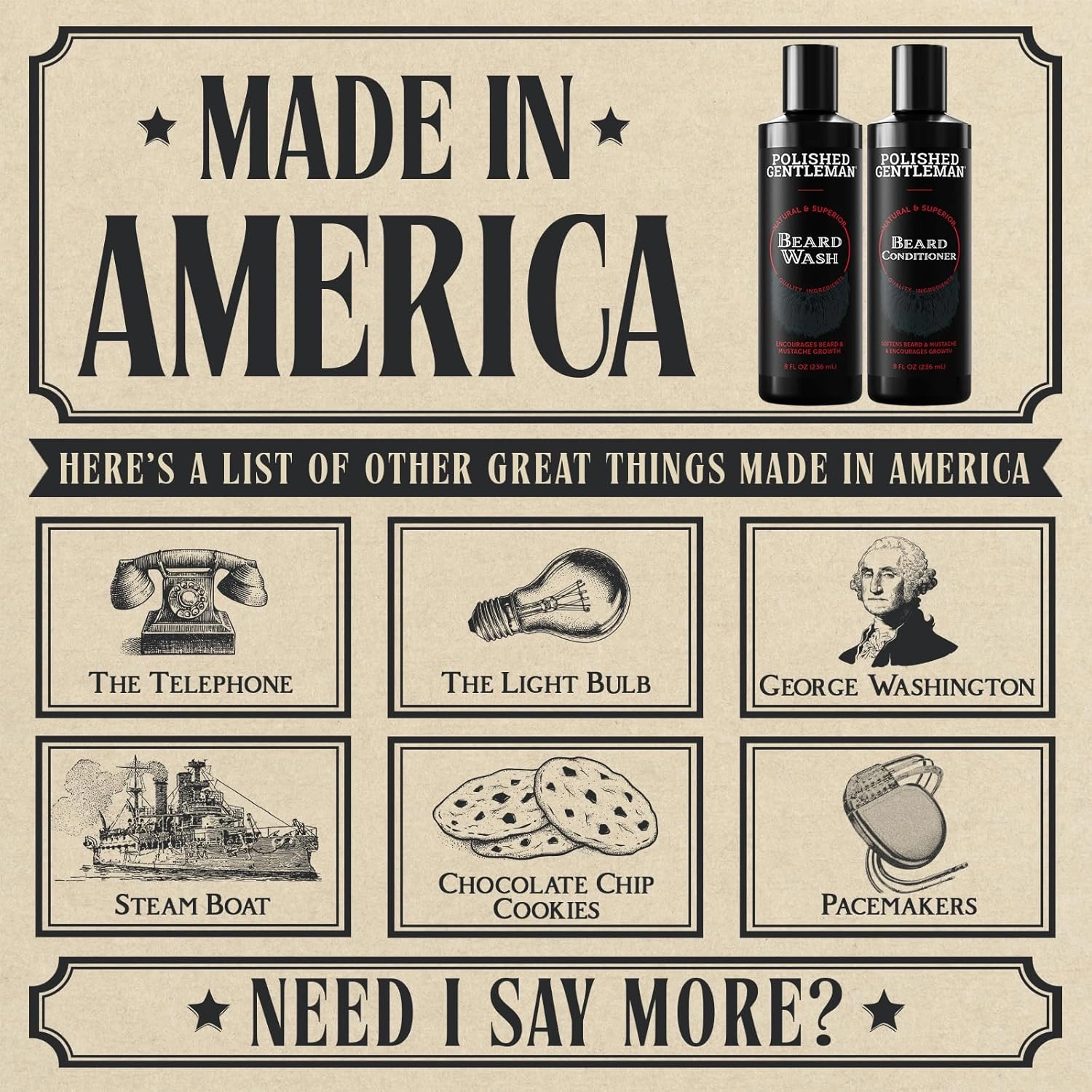 Polished Gentleman Beard Wash and Conditioner Set - Softens and Strengthens - Beard Shampoo with Growth Oil - Moisturizer & Beard Thickener - Tea Tree Unscented - Paraben-Free & Sulfate-Free (8oz)