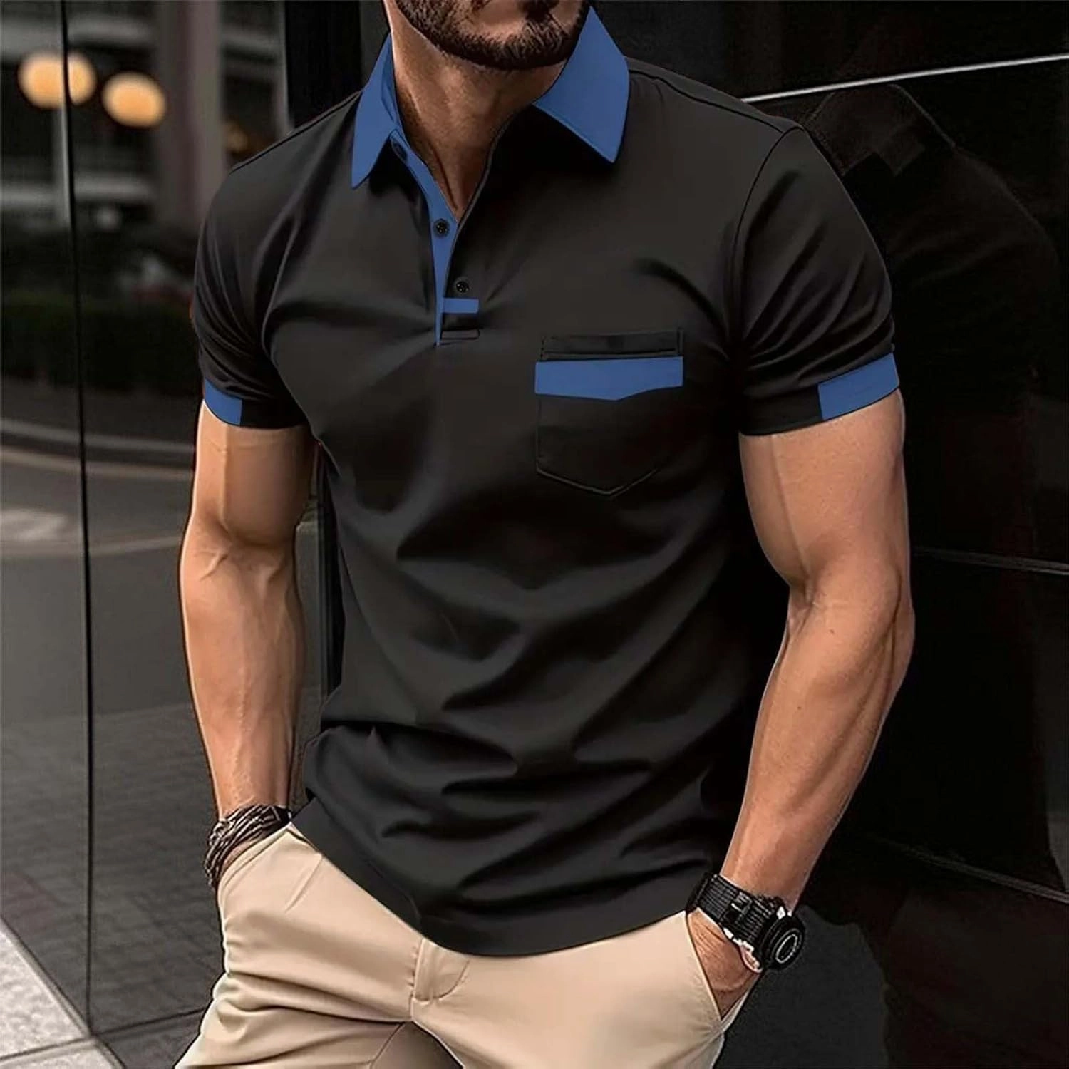 Polo Shirts for Men 2024 Gradient Lapel Short Sleeve Shirt Top Mens Polo Shirts Polos for Men 2024 Polo White